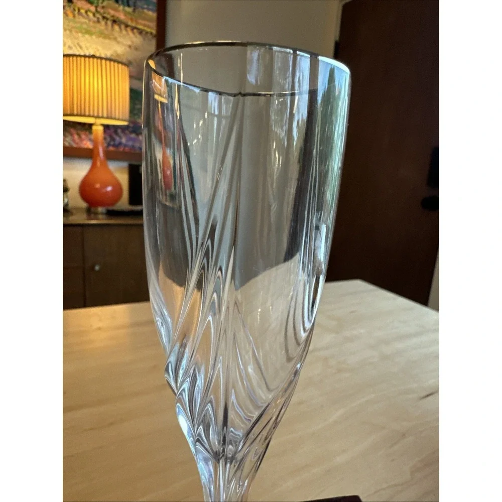 LENOX Cut Crystal DEBUT Platinum Rim Champagne Flute Wine Glass Barware